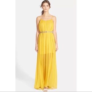 Halston Herritage Yellow Belted Maxi Dress